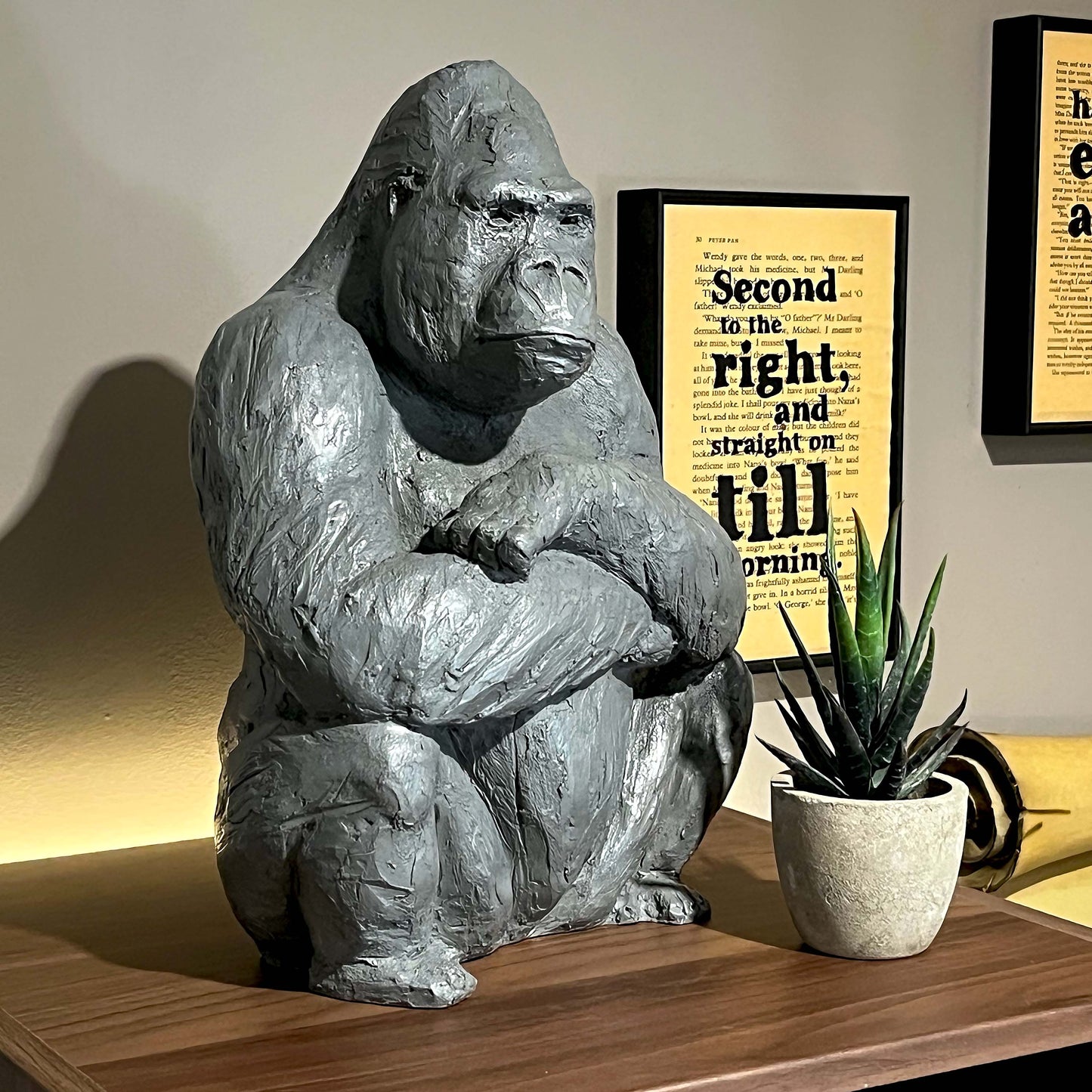 Handmade & Handpainted Gorilla Sculpture - Wildlife Animal Artwork for Home Decor - Ape Ornaments - Art