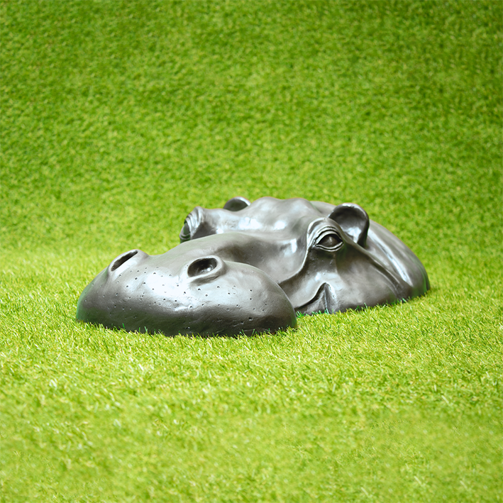 Handmade Rusty Hippo Head Garden Sculpture - Gardening Gift