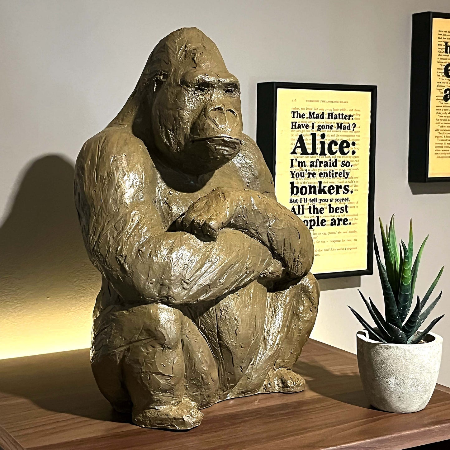 Handmade & Handpainted Gorilla Sculpture - Wildlife Animal Artwork for Home Decor - Ape Ornaments - Art