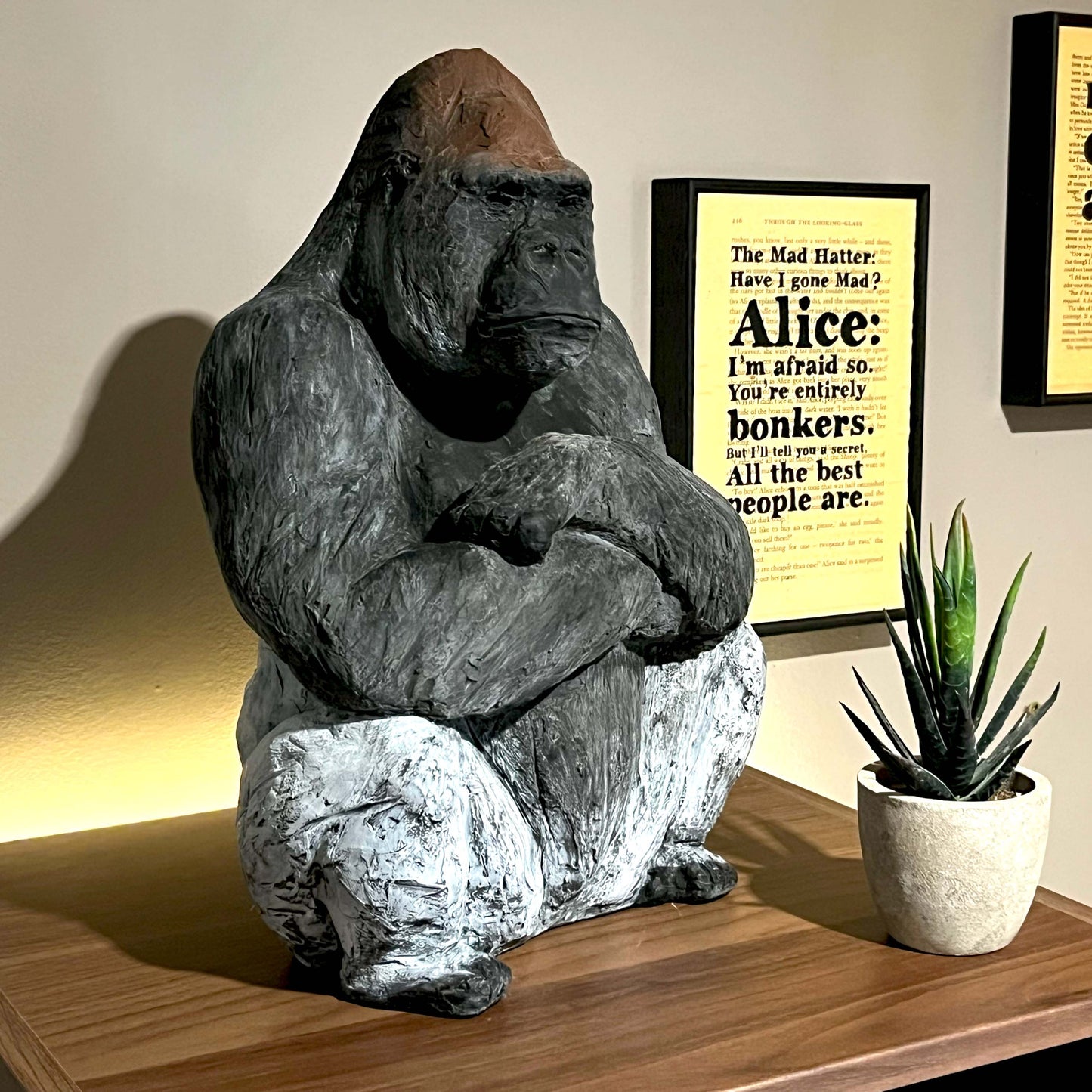 Handmade & Handpainted Gorilla Sculpture - Wildlife Animal Artwork for Home Decor - Ape Ornaments - Art