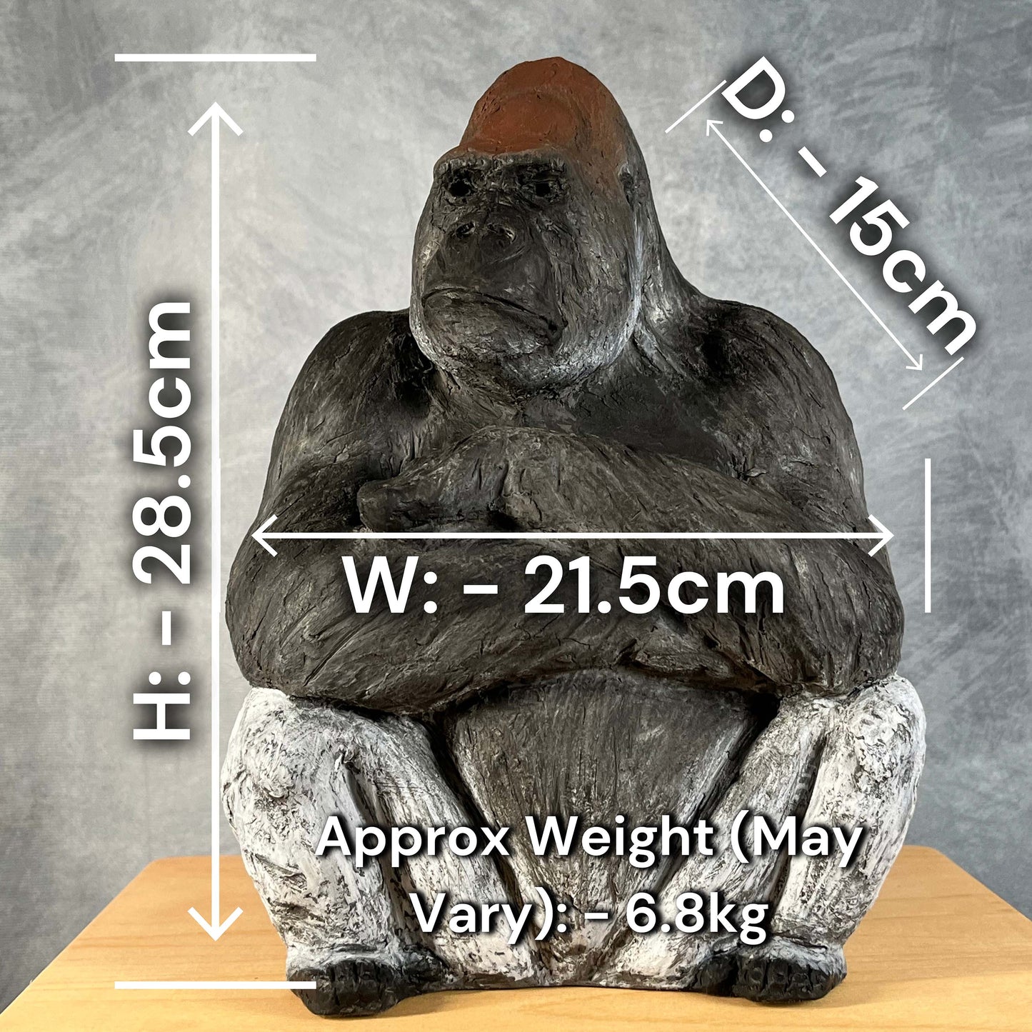 Handmade & Handpainted Gorilla Sculpture - Wildlife Animal Artwork for Home Decor - Ape Ornaments - Art