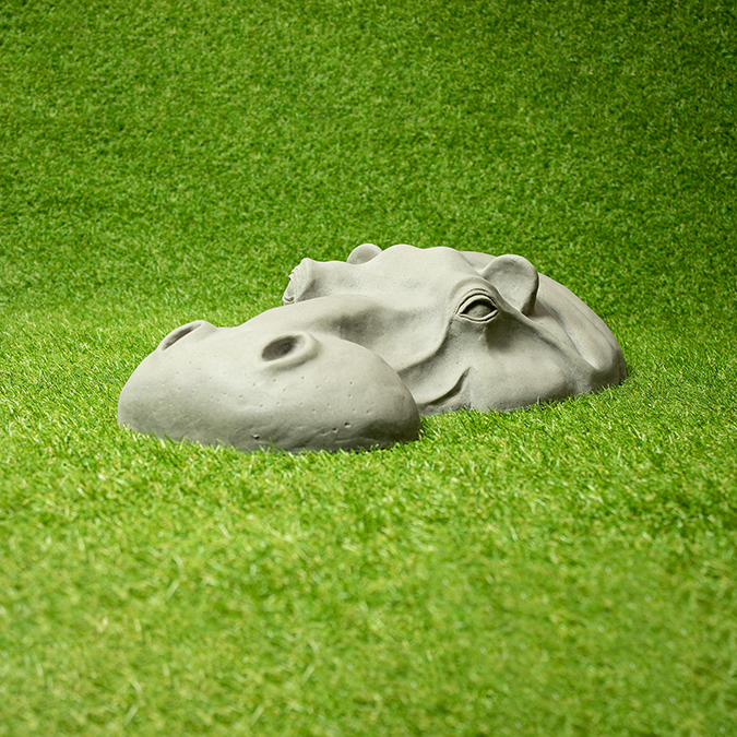 Handmade Stone Hippo Head Garden Ornament