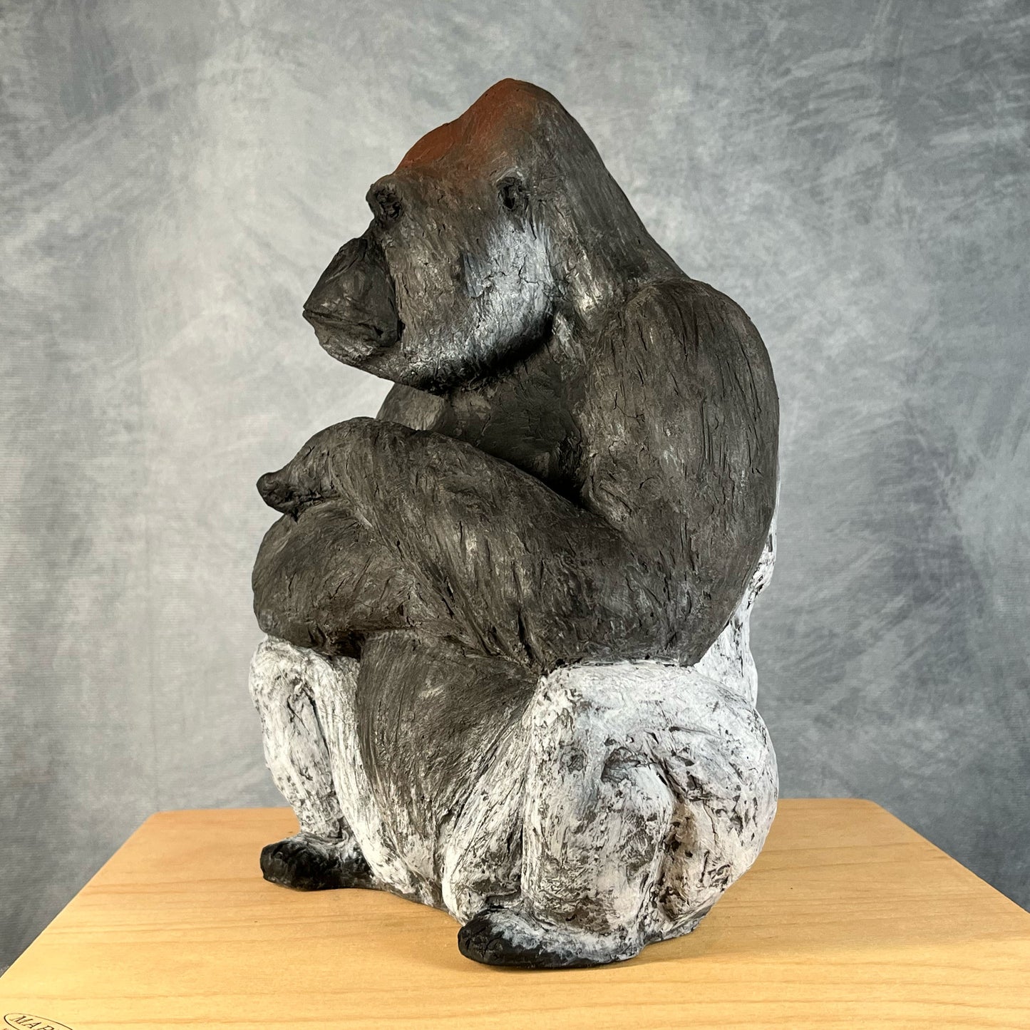 Handmade & Handpainted Gorilla Sculpture - Wildlife Animal Artwork for Home Decor - Ape Ornaments - Art