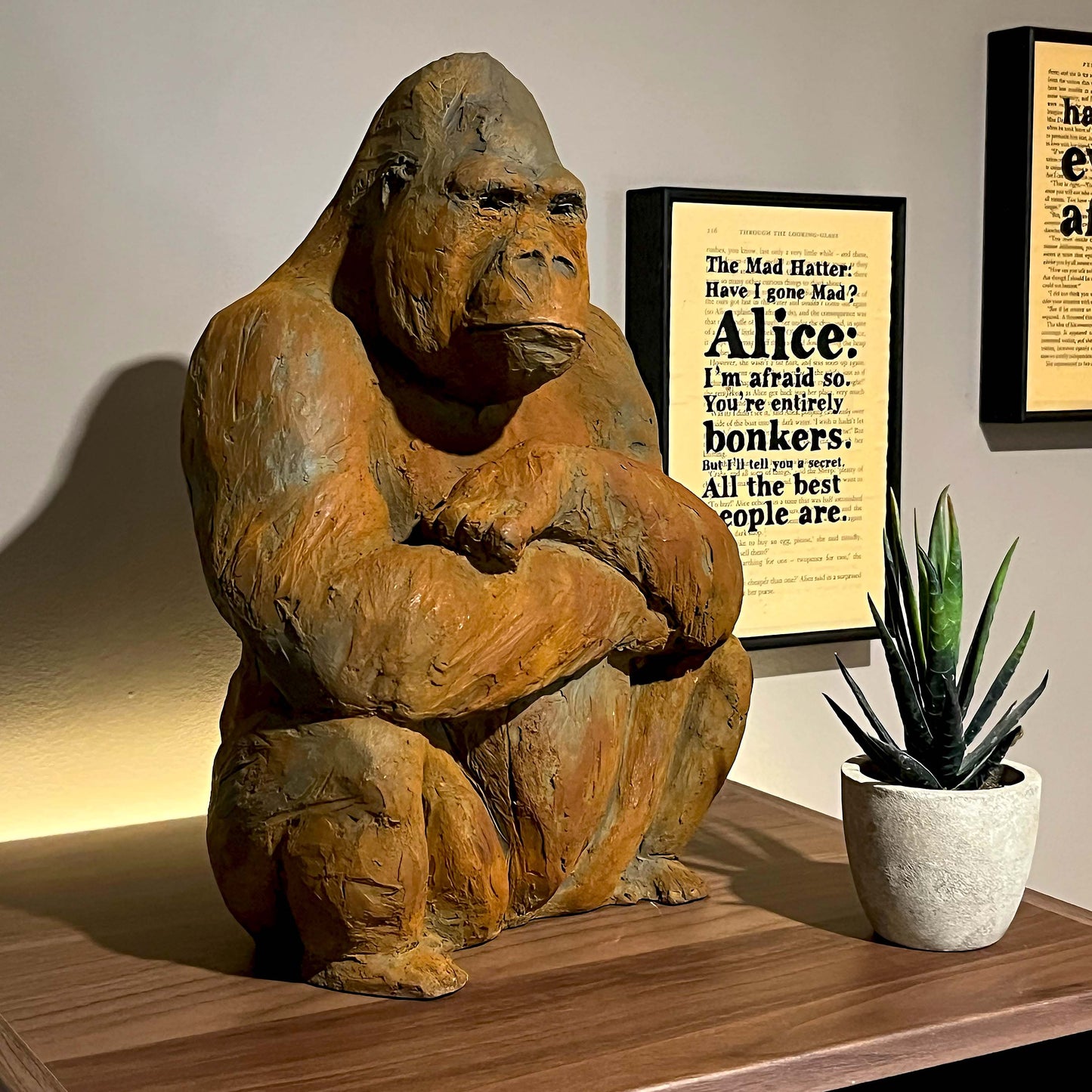 Handmade & Handpainted Gorilla Sculpture - Wildlife Animal Artwork for Home Decor - Ape Ornaments - Art