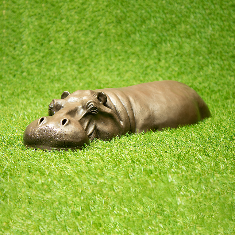 Small Handmade Bronze Hippo Garden Ornament
