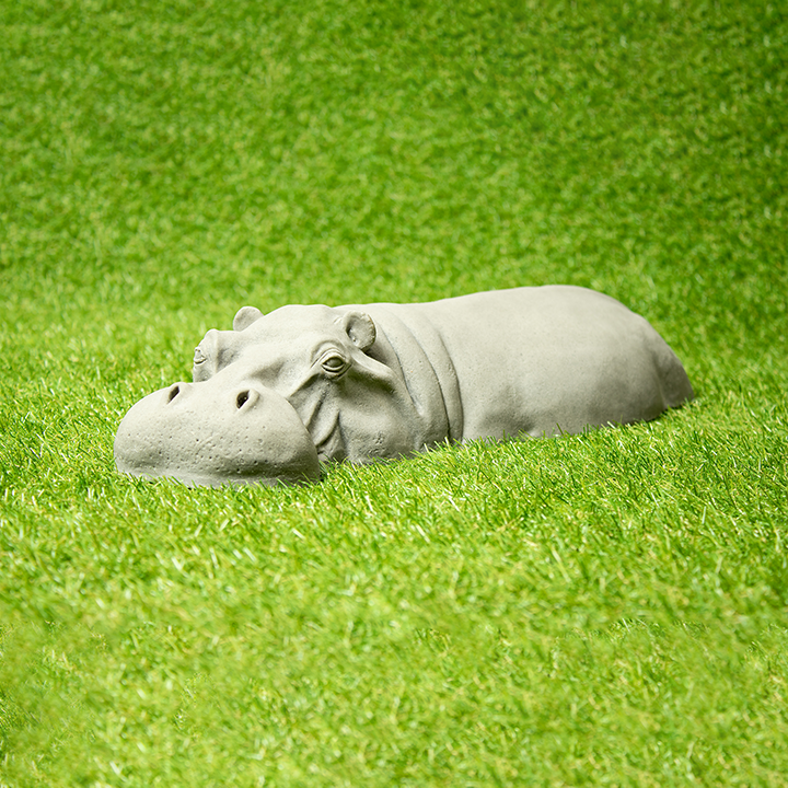 Small Handmade Stone Hippo Garden Ornament