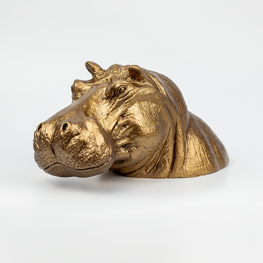 Bronze Paint Handmade Hippo Figurine