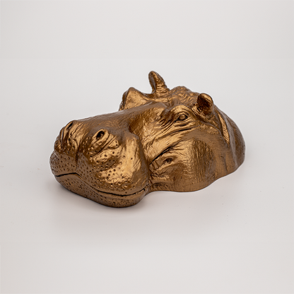 Bronze Paint Effect Indoor Hippo Head Sculpture