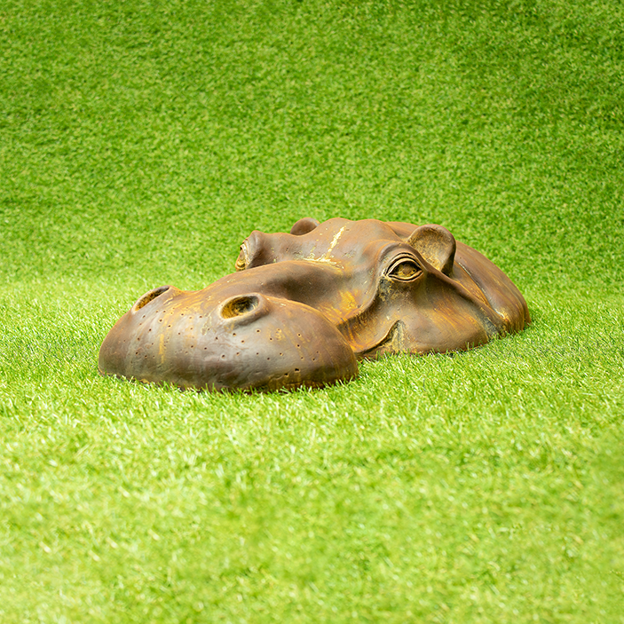 Handmade Rusty Hippo Head Garden Sculpture