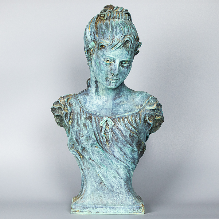 Handmade Verdigris Bronze Bust Sculpture