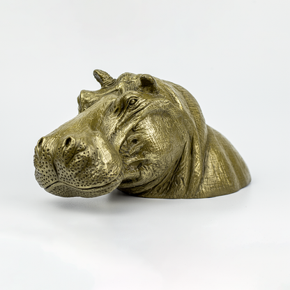 Large Indoor Brass Hippo Head Sculpture