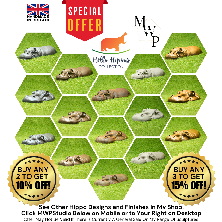 Rusty Hippo Garden Ornament - Gardener Gift